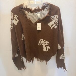 Rue21 Brown Mushroom Pattern Sweater